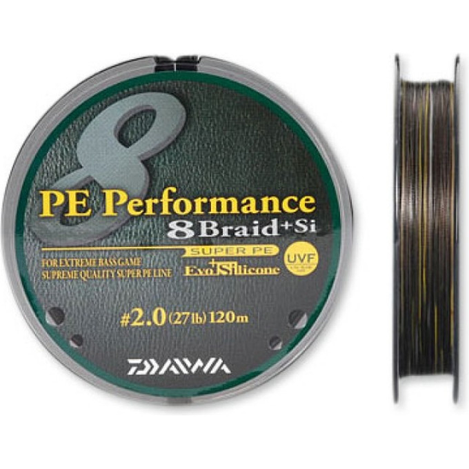 Плетеная леска DAIWA PE Performance 8 Braid + Si / #2 (12,5 кг) - 120м (тёмно-коричневая) 4960652801232